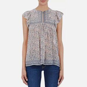 ULLA JOHNSON "Soleil" Floral Silk Blouse $345 SZ 04 BARNEYS NY Top Boho Small